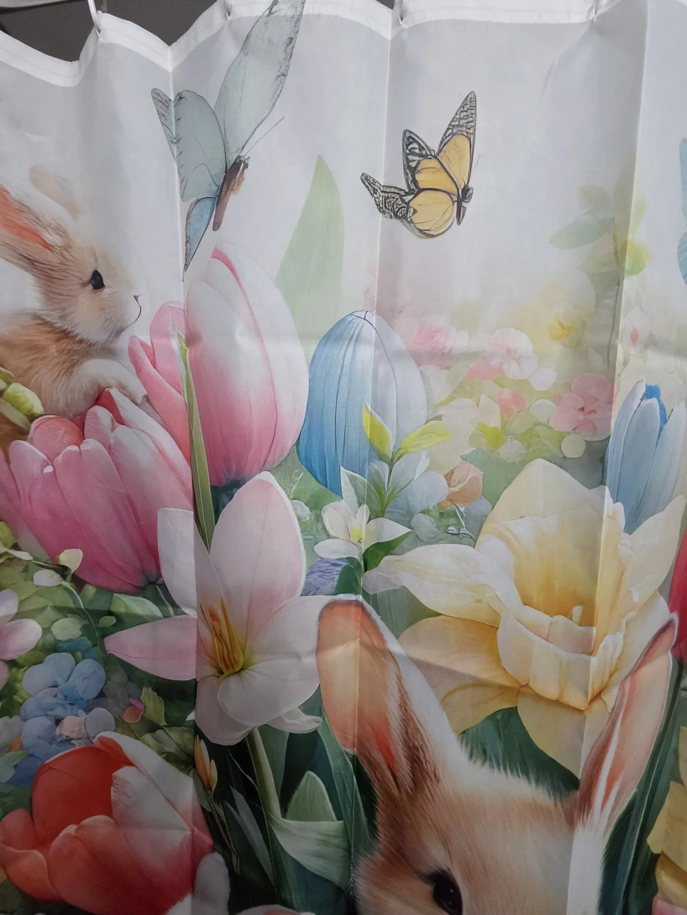 Nwot, Bunny Floral Shower Curtain - Colorful